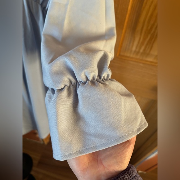 #35 Twik Ballon sleeve blue Dress 28” PTP 14-18” waist - Picture 3 of 6